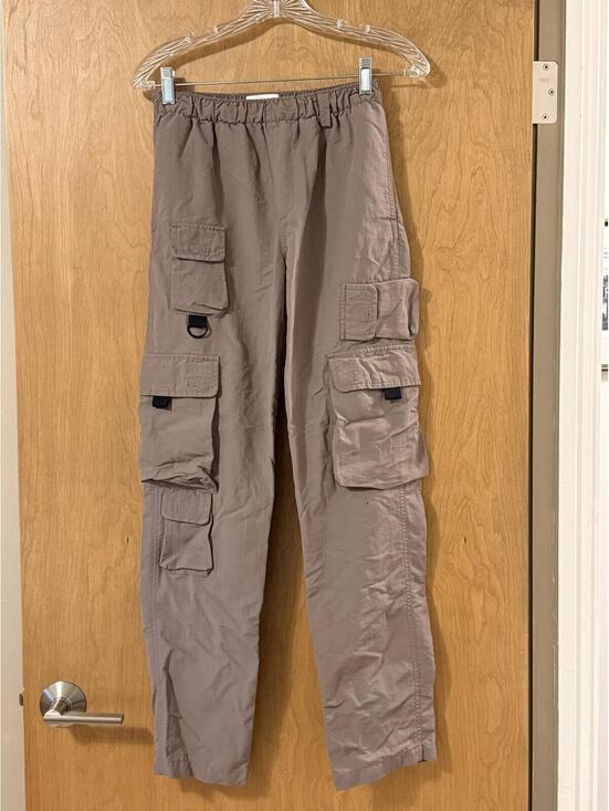 BDG Pants - Urban Outfitters BDG Nylon Cargo Pants Women's S Taupe Elastic Waist Wide Leg
